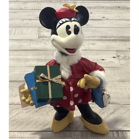 Mickey & Co‎ VTG Fabric Mache Figurines 8" Christmas Santa Mickey & Minnie Mouse - Picture 12 of 16
